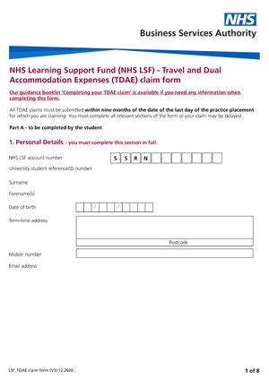 nhs lsf|NHS LSF Completing your TDAE claim.